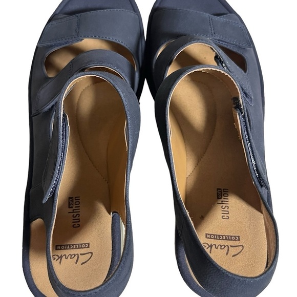 Clarks Reedly Juno blue Velcro wedge sandals size 8.5W - Picture 6 of 11